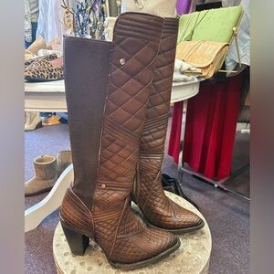 Cuadra Women's Brown Genuine Leather Knee-High Heeled Boots